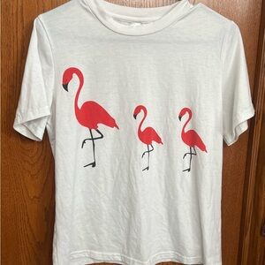 Women’s White Flamingo Tshirt Size S